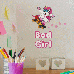 Διακοσμητικό αυτοκόλλητο τοίχου Bad Girl XS 34x15.50cm από βινύλιο