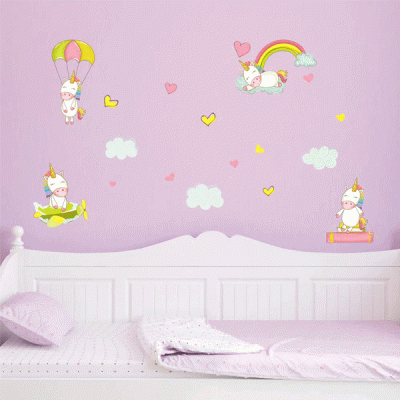 Διακοσμητικό αυτοκόλλητο Baby Unicorns διπλής όψης για τζάμι ή τοίχο L 32×12.5cm από βινύλιο Διακοσμητικό αυτοκόλλητο Baby Unicorns διπλής όψης για τζάμι ή τοίχο L 32×12.5cm από βινύλιο