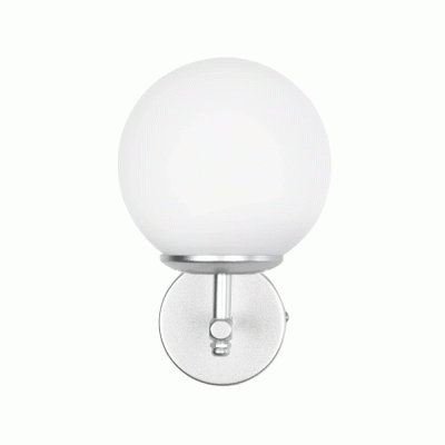 GloboStar® DALPH 203-0031 Vintage Επιτοίχιο Φωτιστικό Απλίκα Μονόφωτο 1 x E27 IP20 Ασημί Μέταλλο με Λευκό Γυαλί - M18 x Π15 x Υ23cm