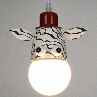 GloboStar® ZEBRA 00639 Μοντέρνο Κρεμαστό Παιδικό Φωτιστικό Οροφής Μονόφωτο 1 x E27 Λευκό Μαύρο Μεταλλικό Μ19 x Π10.5 x Υ13.5cm