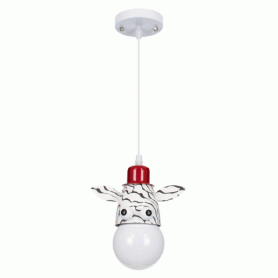 GloboStar® ZEBRA 00639 Μοντέρνο Κρεμαστό Παιδικό Φωτιστικό Οροφής Μονόφωτο 1 x E27 Λευκό Μαύρο Μεταλλικό Μ19 x Π10.5 x Υ13.5cm