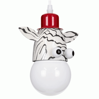GloboStar® ZEBRA 00639 Μοντέρνο Κρεμαστό Παιδικό Φωτιστικό Οροφής Μονόφωτο 1 x E27 Λευκό Μαύρο Μεταλλικό Μ19 x Π10.5 x Υ13.5cm
