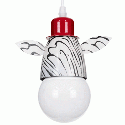 GloboStar® ZEBRA 00639 Μοντέρνο Κρεμαστό Παιδικό Φωτιστικό Οροφής Μονόφωτο 1 x E27 Λευκό Μαύρο Μεταλλικό Μ19 x Π10.5 x Υ13.5cm