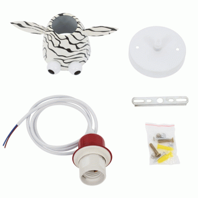 GloboStar® ZEBRA 00639 Μοντέρνο Κρεμαστό Παιδικό Φωτιστικό Οροφής Μονόφωτο 1 x E27 Λευκό Μαύρο Μεταλλικό Μ19 x Π10.5 x Υ13.5cm