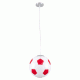 GloboStar® FOOTBALL 00646 Μοντέρνο Κρεμαστό Παιδικό Φωτιστικό Οροφής Μονόφωτο 1 x E27 Κόκκινο Λευκό Γυάλινο Φ25 x Υ25cm