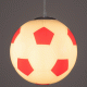 GloboStar® FOOTBALL 00646 Μοντέρνο Κρεμαστό Παιδικό Φωτιστικό Οροφής Μονόφωτο 1 x E27 Κόκκινο Λευκό Γυάλινο Φ25 x Υ25cm