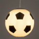 GloboStar® FOOTBALL 00647 Μοντέρνο Κρεμαστό Παιδικό Φωτιστικό Μπάλα Μονόφωτο 1 x E27 IP20 Λευκό & Μαύρο Γυαλί Μ25 x Π25 x Υ25cm