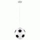 GloboStar® FOOTBALL 00647 Μοντέρνο Κρεμαστό Παιδικό Φωτιστικό Μπάλα Μονόφωτο 1 x E27 IP20 Λευκό & Μαύρο Γυαλί Μ25 x Π25 x Υ25cm
