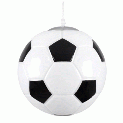Κρεμαστό παιδικό φωτιστικό Football μονόφωτο Ε27 μαύρο με λευκό γυάλινο Φ25