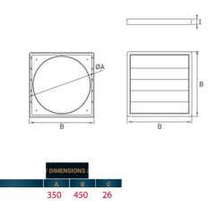 Περσίδα βαρύτητας αλουμινίου Dospel KRZ Φ350 450x450mm