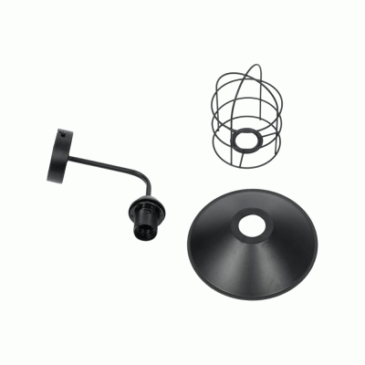 GloboStar® CAGE 203-0096 Vintage Επιτοίχιο Φωτιστικό Απλίκα Μονόφωτο 1 x E27 IP20 Μαύρο Μέταλλο - M30 x Π20 x Υ30cm