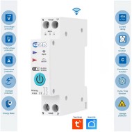 Smart WiFi ρελέ ράγας 63A EGER DTR001W+ με επιτήρηση τάσης, έντασης, υπερφόρτωσης & διαρροής με ενσωματωμένο μετρητή ενέργειας Tuya/Smart Life