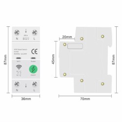 Smart WiFi μικροαυτόματος διακόπτης ράγας διπολικός 2P 63A με μετρητή ενέργειας, προστασία υπερέντασης, υπέρτασης & ανίχνευση διαρροής Tuya