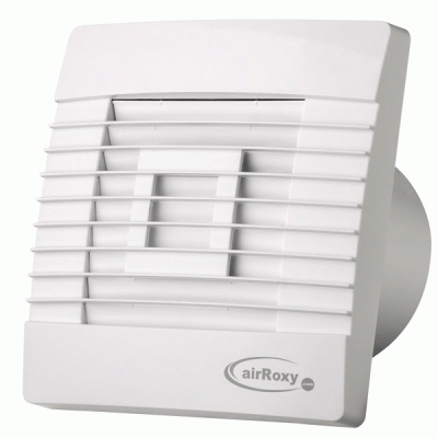 Εξαεριστήρας μπάνιου airRoxy prestige 100 με διακόπτη Φ100mm 15W 97m³/h 40dB & περσίδα βαρύτητας