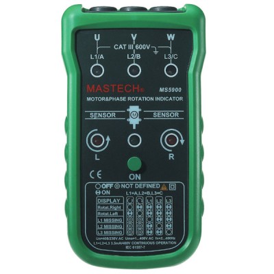 Φασήμετρο - ανιχνευτής φάσεων κινητήρων MASTECH MS5900 με αναγραφή της διαδοχής φάσεων