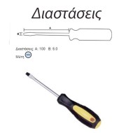 Κατσαβίδι μαγνητικό εργονομικό CTBRAND (-) 5.0X100mm CT-1602 με μύτη ακριβείας & αντιολισθητική λαβή