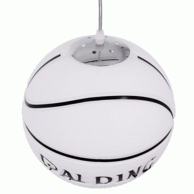 GloboStar® SPALDING NBA 01031 Μοντέρνο Κρεμαστό Παιδικό Φωτιστικό Οροφής Μονόφωτο 1 x E27 Λευκό Μαύρο Γυάλινο Φ25 x Υ25cm