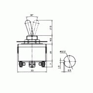 Μικροδιακόπτης (ON)-OFF-(ON) 250V 10A διπολικός 6P KN3C-223Α-A3 LZ με επαναφορά