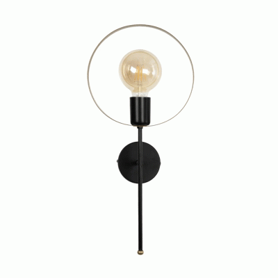 GloboStar® PAM 204-0112 Μοντέρνο Επιτοίχειο Φωτιστικό Aπλίκα Μονόφωτο 1 x E27 IP20 Μαύρο Μέταλλο με Μπεζ Ύφασμα - Μ23 x Π23 x Υ17cm