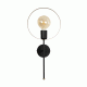 GloboStar® PAM 204-0112 Μοντέρνο Επιτοίχειο Φωτιστικό Aπλίκα Μονόφωτο 1 x E27 IP20 Μαύρο Μέταλλο με Μπεζ Ύφασμα - Μ23 x Π23 x Υ17cm