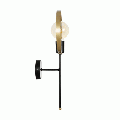 GloboStar® PAM 204-0112 Μοντέρνο Επιτοίχειο Φωτιστικό Aπλίκα Μονόφωτο 1 x E27 IP20 Μαύρο Μέταλλο με Μπεζ Ύφασμα - Μ23 x Π23 x Υ17cm