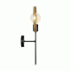 GloboStar® PAM 204-0112 Μοντέρνο Επιτοίχειο Φωτιστικό Aπλίκα Μονόφωτο 1 x E27 IP20 Μαύρο Μέταλλο με Μπεζ Ύφασμα - Μ23 x Π23 x Υ17cm