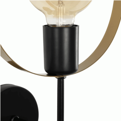 GloboStar® PAM 204-0112 Μοντέρνο Επιτοίχειο Φωτιστικό Aπλίκα Μονόφωτο 1 x E27 IP20 Μαύρο Μέταλλο με Μπεζ Ύφασμα - Μ23 x Π23 x Υ17cm