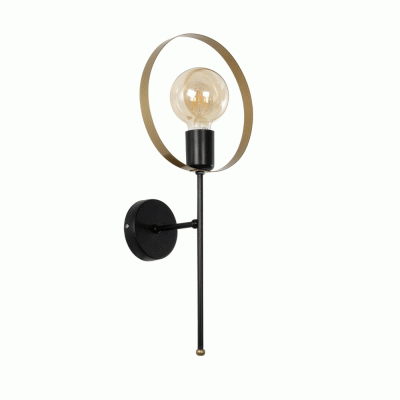 GloboStar® PAM 204-0112 Μοντέρνο Επιτοίχειο Φωτιστικό Aπλίκα Μονόφωτο 1 x E27 IP20 Μαύρο Μέταλλο με Μπεζ Ύφασμα - Μ23 x Π23 x Υ17cm