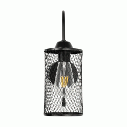 Vintage φωτιστικό τοίχου απλίκα με ντουί 1 x E27 AC 220-240V IP20  μαύρο με πλέγμα Μ12 x Π24 x Υ34cm