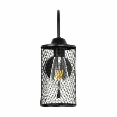 GloboStar® PAM 204-0112 Μοντέρνο Επιτοίχειο Φωτιστικό Aπλίκα Μονόφωτο 1 x E27 IP20 Μαύρο Μέταλλο με Μπεζ Ύφασμα - Μ23 x Π23 x Υ17cm
