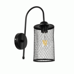 Vintage φωτιστικό τοίχου απλίκα με ντουί 1 x E27 AC 220-240V IP20  μαύρο με πλέγμα Μ12 x Π24 x Υ34cm