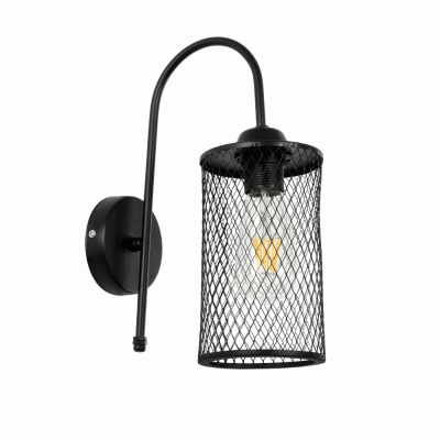 GloboStar® PAM 204-0112 Μοντέρνο Επιτοίχειο Φωτιστικό Aπλίκα Μονόφωτο 1 x E27 IP20 Μαύρο Μέταλλο με Μπεζ Ύφασμα - Μ23 x Π23 x Υ17cm