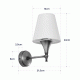 GloboStar® PAM 204-0112 Μοντέρνο Επιτοίχειο Φωτιστικό Aπλίκα Μονόφωτο 1 x E27 IP20 Μαύρο Μέταλλο με Μπεζ Ύφασμα - Μ23 x Π23 x Υ17cm