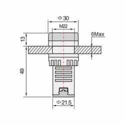 Ενδεικτική λυχνία βιδωτή Φ22 12VAC/DC AD22-22MFD XND με BUZZER και διακοπτόμενο ήχο IP40