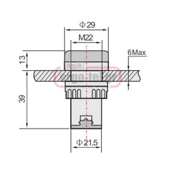 Ενδεικτική λυχνία με led πόρτας πίνακος 110V AC/DC Φ22mm κίτρινη IP65 τύπος AD22-22Y Xindali