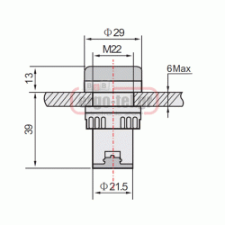 Ενδεικτική λυχνία με led πόρτας πίνακος 380V AC Φ22mm pure white IP65 τύπος AD22-22W Xindali