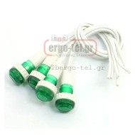 Ενδεικτική λυχνία νέον PR012G πόρτας πίνακος 230V Φ10mm πράσινη με ροζέτα Φ12 & καλώδιο Xindali, Ενδεικτική λυχνία νέον PR012G πόρτας πίνακος 230V Φ10mm πράσινη με ροζέτα Φ12 & καλώδιο Xindali,