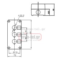 Μπουτονιέρα επίτοιχη κενή τριών οπών Φ22 PV3B