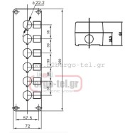 Μπουτονιέρα επίτοιχη κενή έξι οπών Φ22 PV6B Μπουτονιέρα επίτοιχη κενή έξι οπών Φ22 PV6B