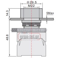 Μπουτόν χωνευτό πόρτας-πίνακος Φ22 SDL16-EA42 230V κόκκινο ESSEN στεγανό IP65