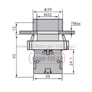 Μπουτόν πόρτας πίνακος μεταλλικό 230V Φ22 κόκκινο LEY5A-R
