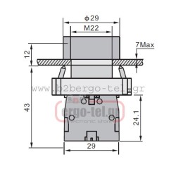 Μπουτόν πόρτας πίνακος μεταλλικό LEY5A-B 230V Φ22 μαύρο