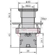 Μπουτόν πόρτας πίνακος LAY5-BC42 / XB2-BC42 μεταλλικό 230V Φ40 με μανιτάρι & επαναφορά
