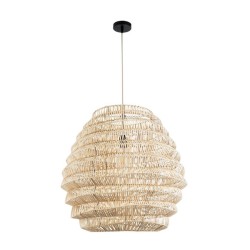 Φωτιστικό κρεμαστό Boho μονόφωτο 1 x E27  IP20 με διάσταση Φ60 x Υ56cm & μπεζ μπαμπού πλέγμα