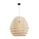 GloboStar® OREGON 02206 Boho Κρεμαστό Φωτιστικό Πλέγμα Μονόφωτο 1 x E27 IP20 Μπεζ Ξύλο - Μ60 x Π60 x Υ56cm