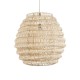 GloboStar® OREGON 02206 Boho Κρεμαστό Φωτιστικό Πλέγμα Μονόφωτο 1 x E27 IP20 Μπεζ Ξύλο - Μ60 x Π60 x Υ56cm