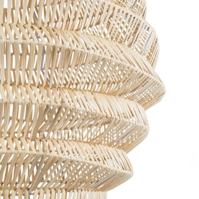 GloboStar® OREGON 02206 Boho Κρεμαστό Φωτιστικό Πλέγμα Μονόφωτο 1 x E27 IP20 Μπεζ Ξύλο - Μ60 x Π60 x Υ56cm