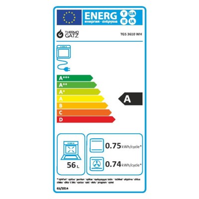 Κουζίνα μικτή TGS 3610 WH TURBO με ηλεκτρικό φούρνο 4 εστίες αερίου και 5 τρόπους ψησίματος