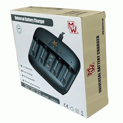 Φορτιστής μπαταριών 6 θέσεων Minwa Mw-Aa02V-6U AA/AAA/C/D/9V με χρονοδιακόπτη
