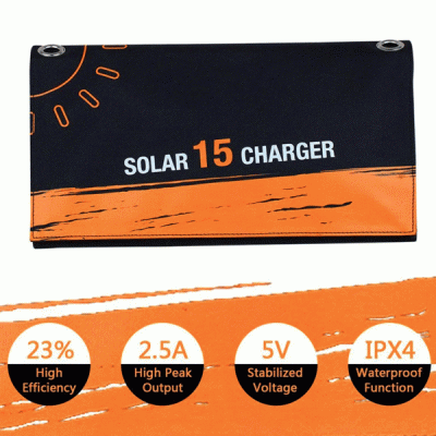 Ηλιακός φορτιστής Invictus Srusb-15 15W με USB ελαφρύς και ανθεκτικός στην βροχή